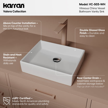 15" Vessel Vitreous China Bathroom Sink In White