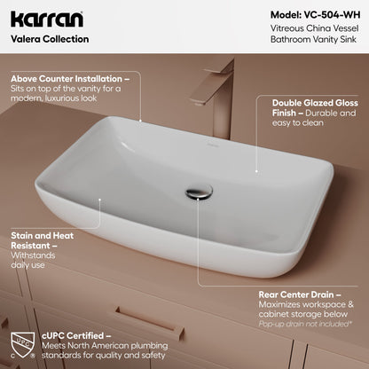 24" Vessel Vitreous China Bathroom Sink In White