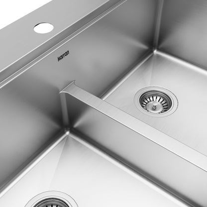 33" Top Mount Double Equal Bowl Stainless Steel Workstation Kitchen Sink