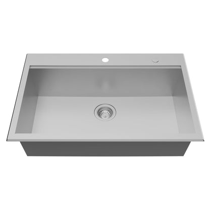 Fusion 33" Top Mount Workstation 18 Gauge Single Bowl Stainless Steel Sink with Accessories