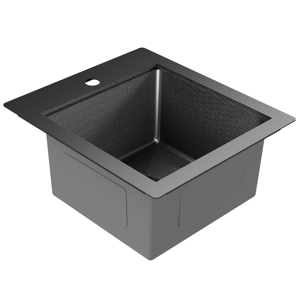Matrix 17" Top Mount Workstation 16 Gauge Single Bowl Stainless Steel Sink In Gunmetal Grey with Accessories