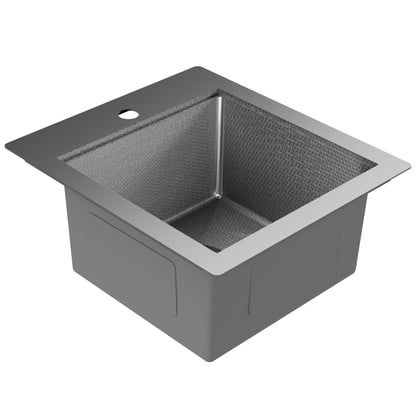 Matrix 17" Top Mount Workstation 16 Gauge Single Bowl Stainless Steel Sink with Accessories