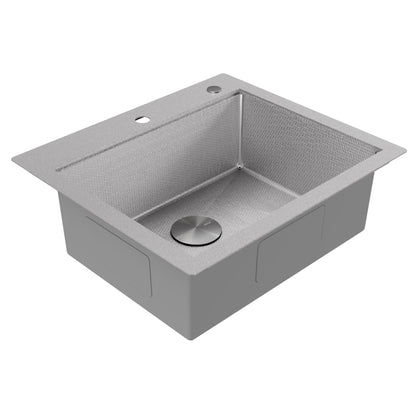 Matrix 25" Top Mount Workstation 16 Gauge Single Bowl Stainless Steel Kitchen Sink with Accessories