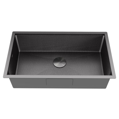 Matrix 32" Undermount Workstation 16 Gauge Single Bowl Stainless Steel Kitchen Sink In Gunmetal Grey with Accessories
