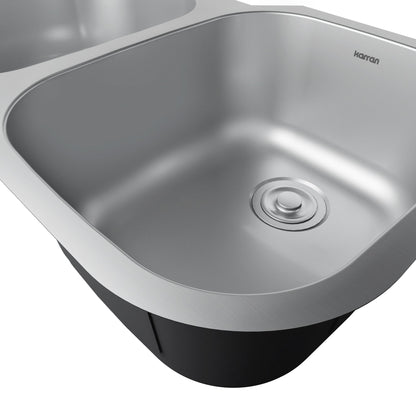 Profile 31" Undermount 18 Gauge Double Offset Bowl Stainless Steel Kitchen Sink with Accessories