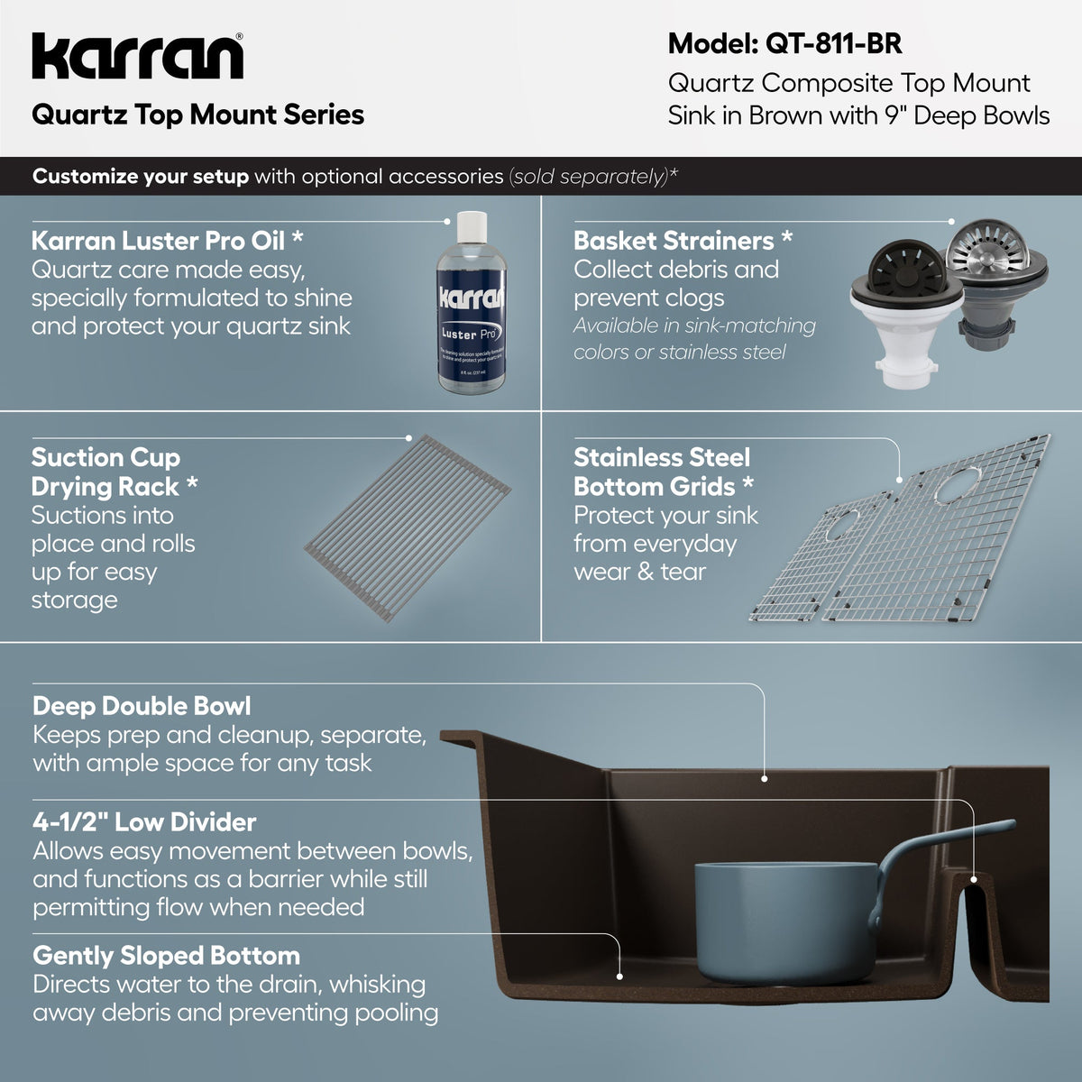 33" Top Mount Double Offset Bowl Quartz Composite Kitchen Sink In Brown