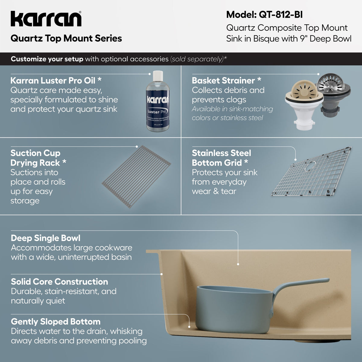 33" Top Mount Large Single Bowl Quartz Composite Kitchen Sink In Bisque