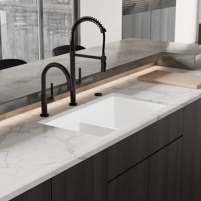32-3/8" Undermount Double Equal Bowl Granite Kitchen Sink In White