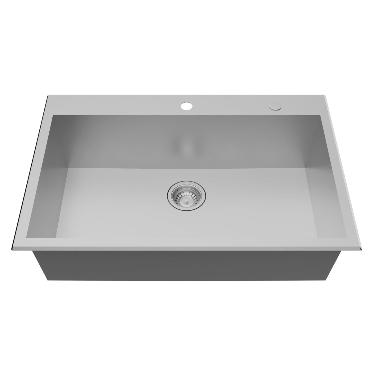Fusion 33" Top Mount 18 Gauge Single Bowl Stainless Steel Sink with Accessories
