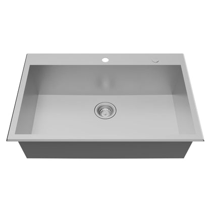 Fusion 33" Top Mount 18 Gauge Single Bowl Stainless Steel Sink with Accessories