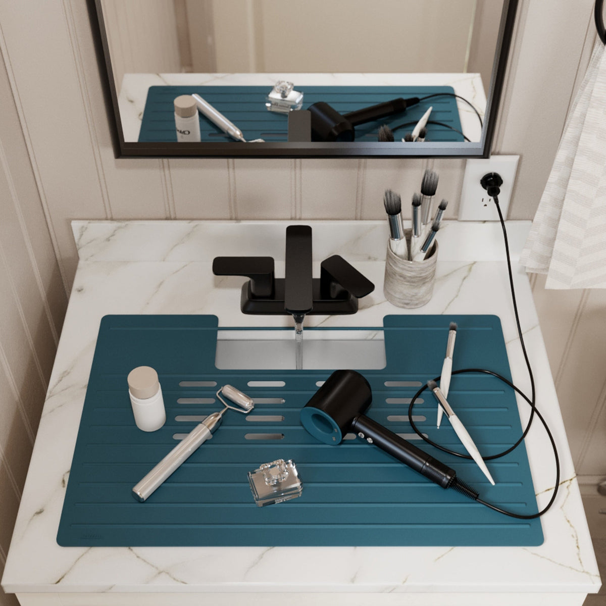 Teal Blue Vanity Bowl Mat