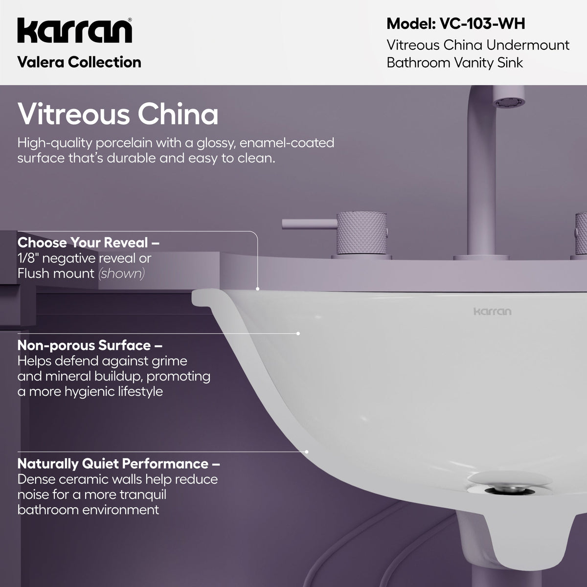 Valera 18" Oval Undermount Vitreous China Bathroom Sink In White