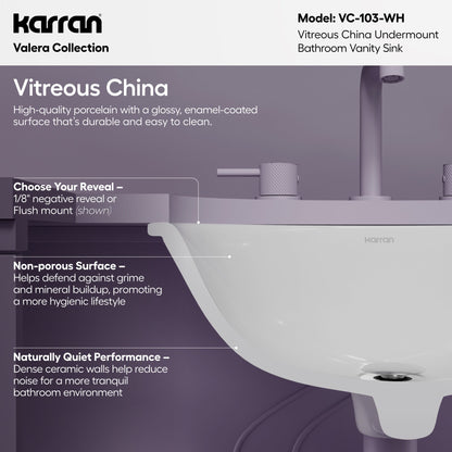 Valera 18" Oval Undermount Vitreous China Bathroom Sink In White