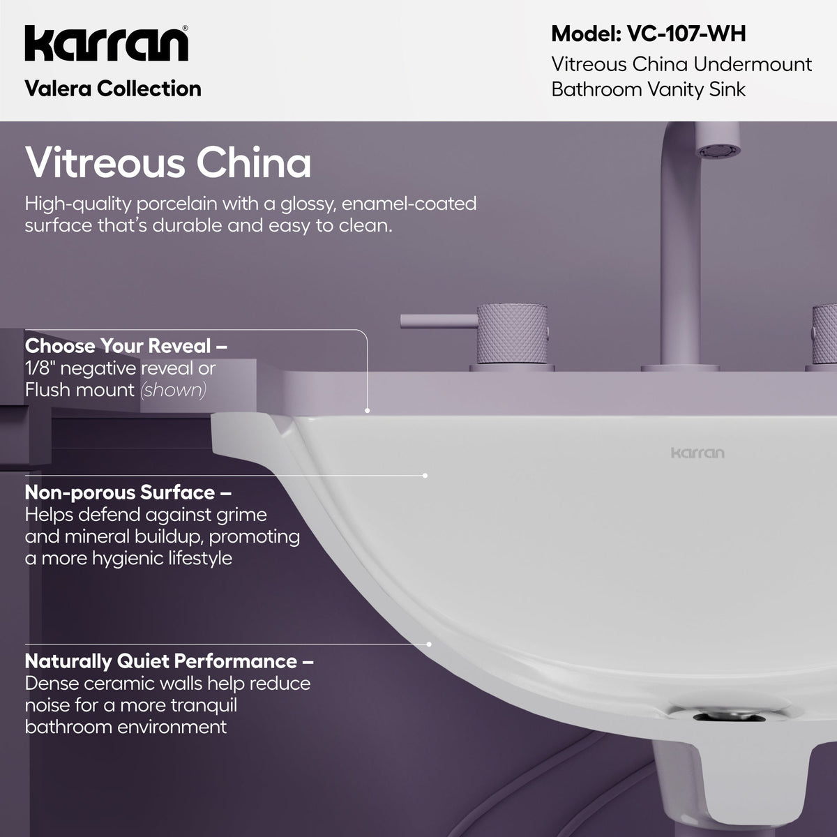 Valera 21" Rectangular Undermount Vitreous China Bathroom Sink In White