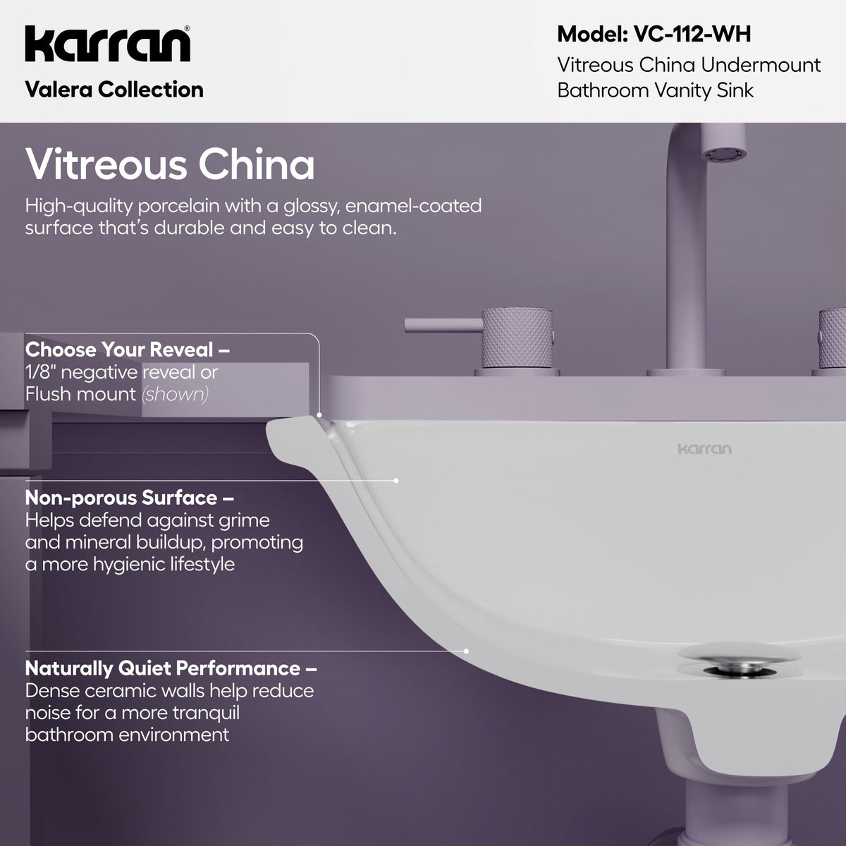 Valera 18" Rectangular Undermount Vitreous China Bathroom Sink In White
