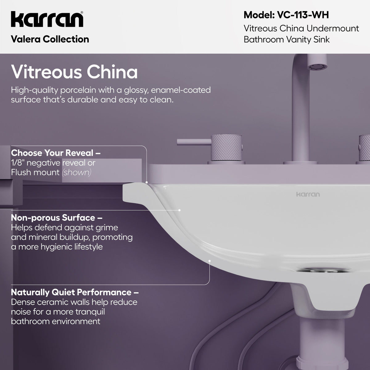 Valera 18" Rectangular Undermount Vitreous China Bathroom Sink In White