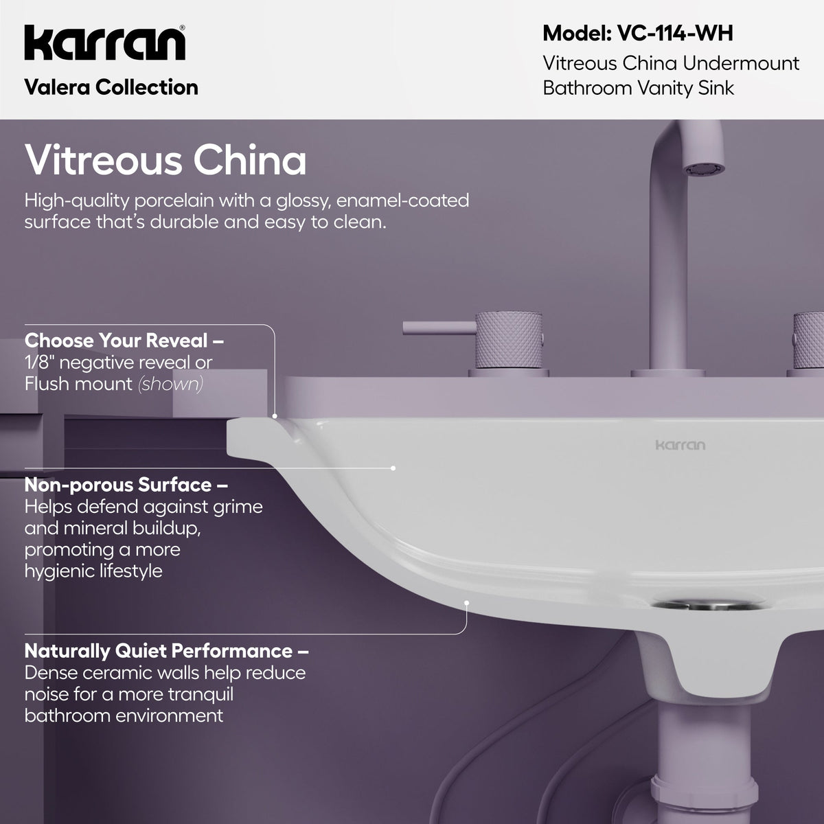 Valera 20" Rectangular Undermount Vitreous China Bathroom Sink In White