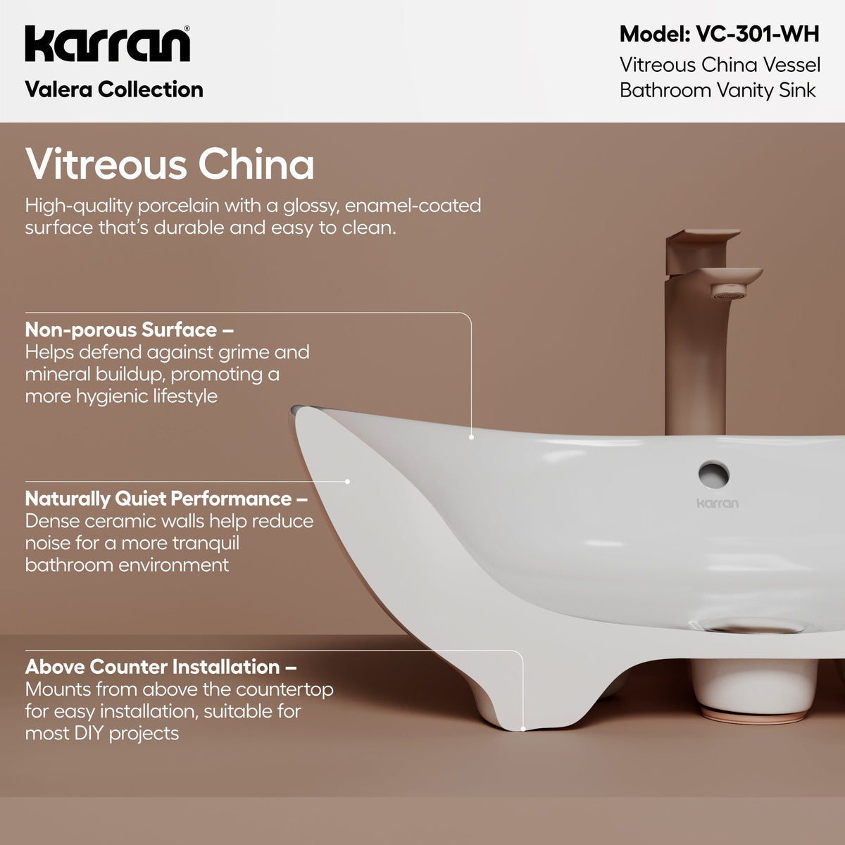23" Vessel Vitreous China Bathroom Sink In White