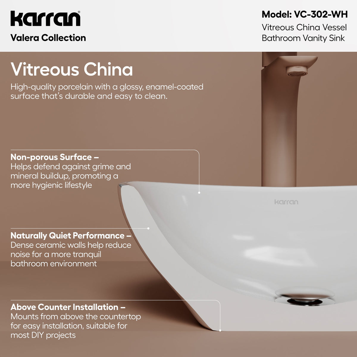 15" Vessel Vitreous China Bathroom Sink In White