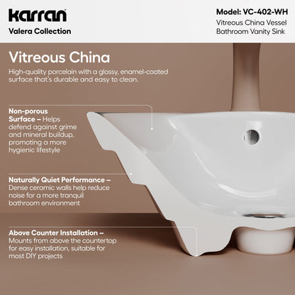 18" Vessel Vitreous China Bathroom Sink In White
