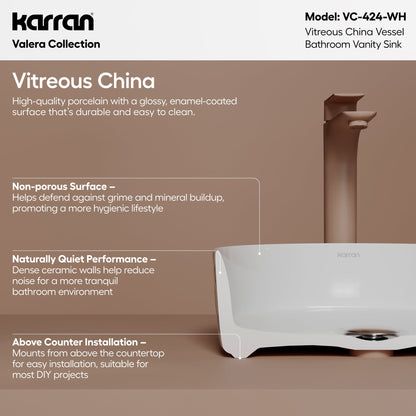 14" Vessel Vitreous China Bathroom Sink In White