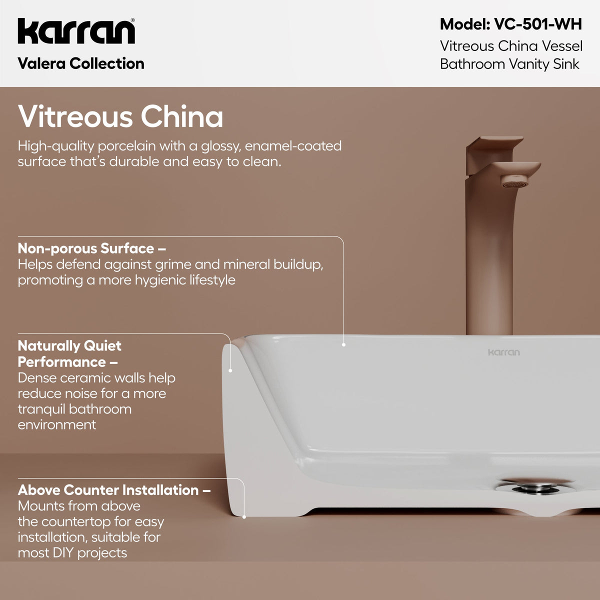 18" Vessel Vitreous China Bathroom Sink In White