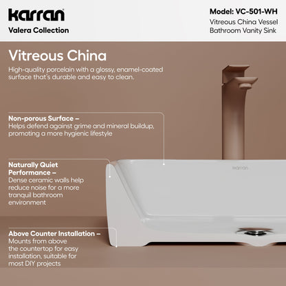 18" Vessel Vitreous China Bathroom Sink In White