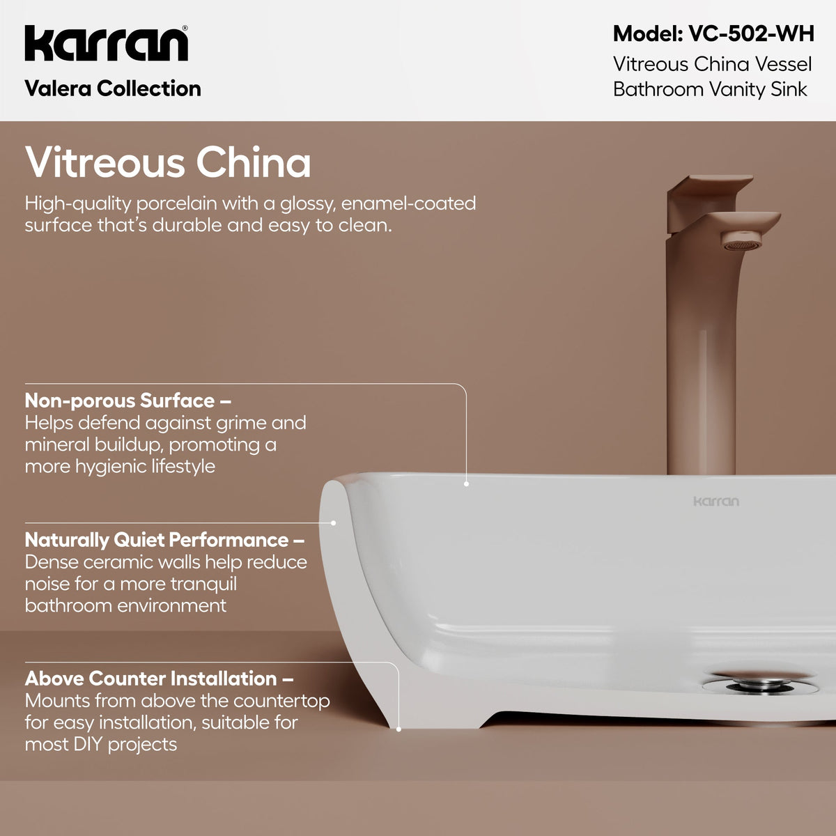 19" Vessel Vitreous China Bathroom Sink In White