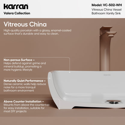 19" Vessel Vitreous China Bathroom Sink In White