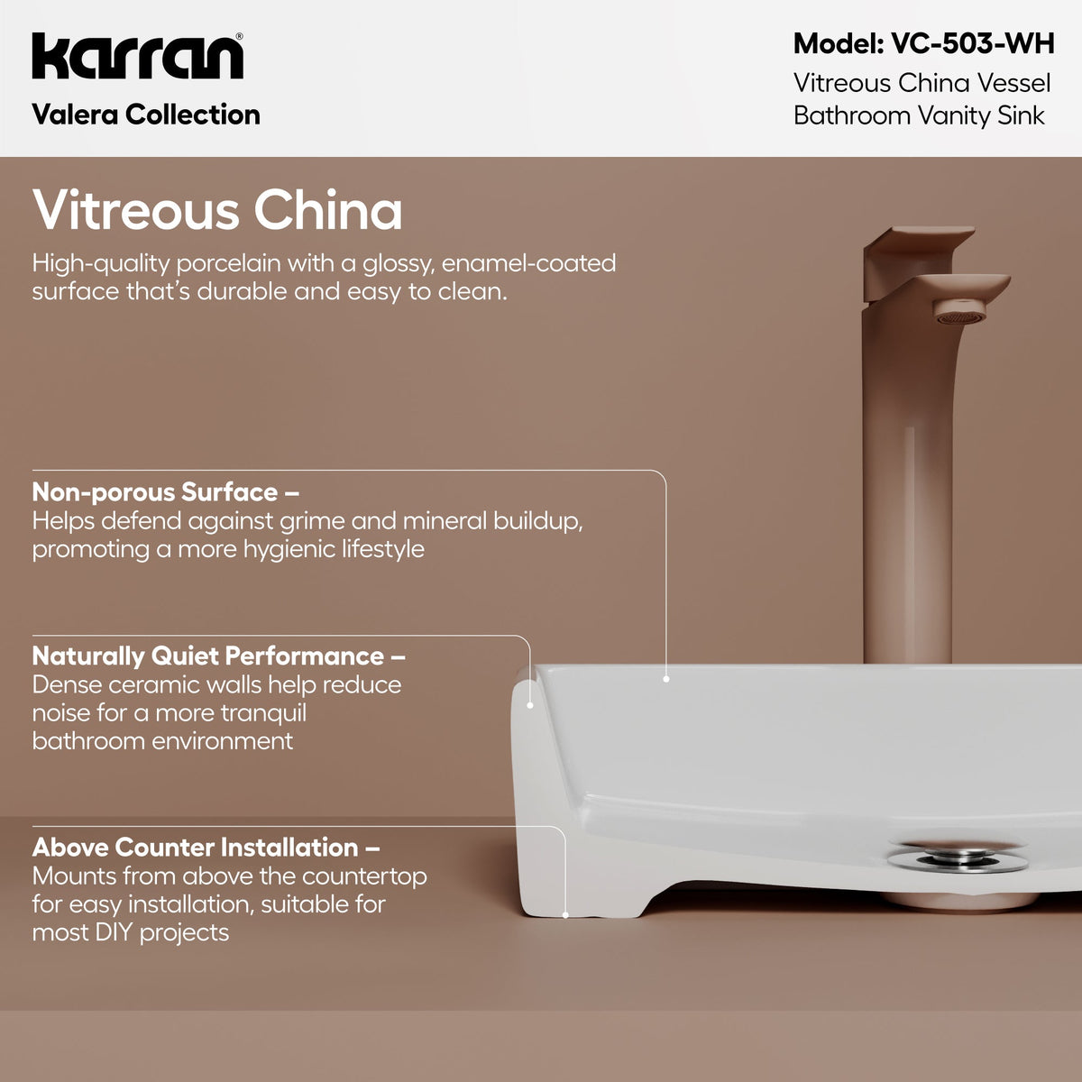 15" Vessel Vitreous China Bathroom Sink In White