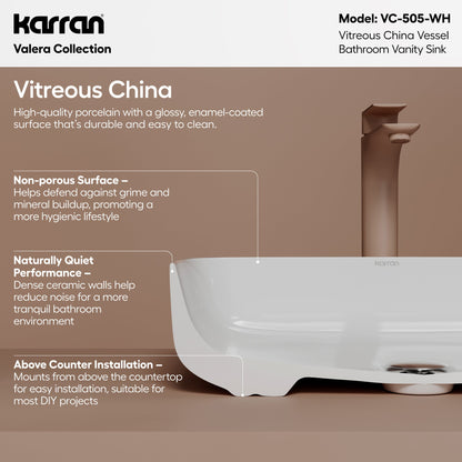 20" Vessel Vitreous China Bathroom Sink In White