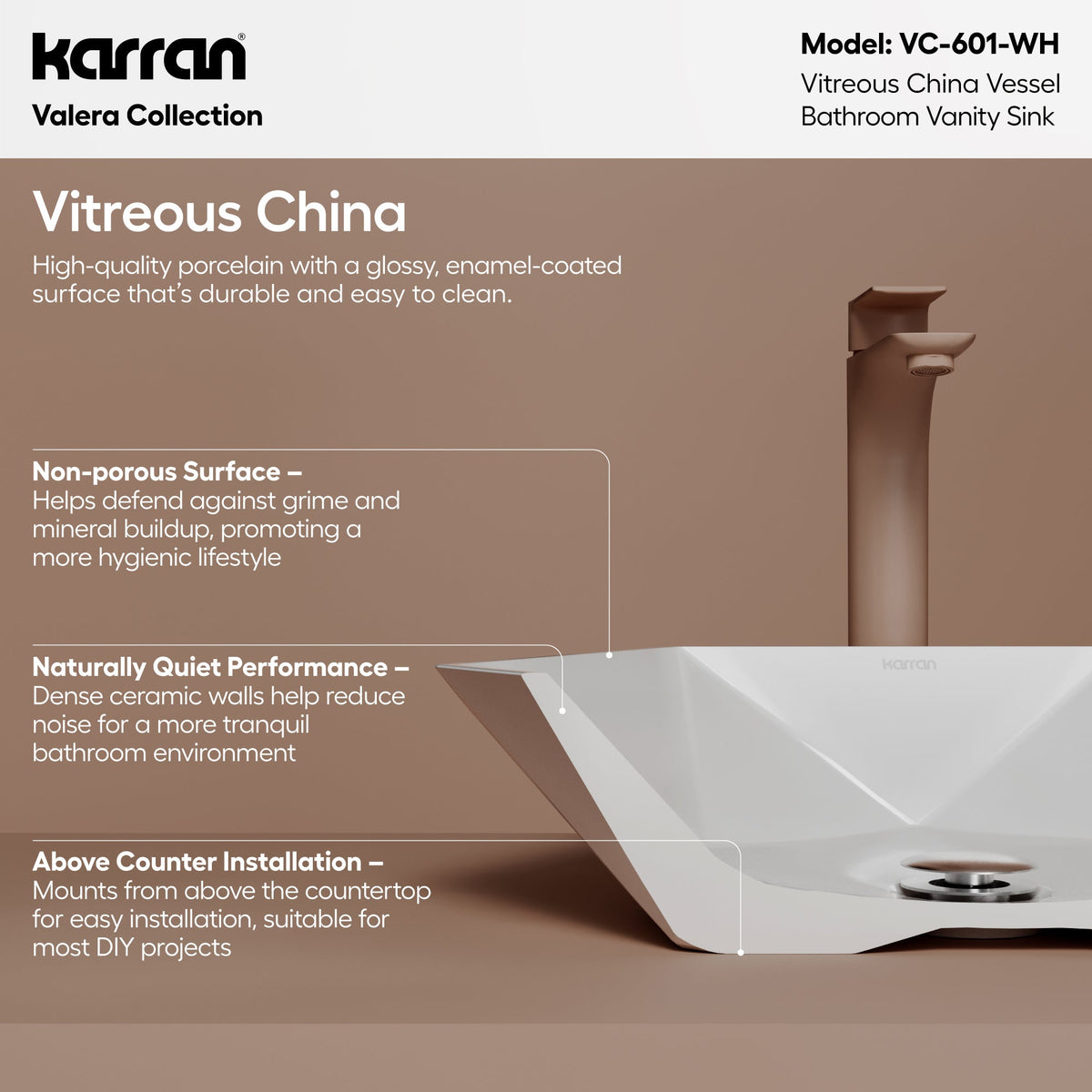 18" Vessel Vitreous China Bathroom Sink In White