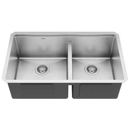 Elite 32" Undermount Workstation 16 Gauge Double Bowl Stainless Steel Kitchen Sink with Scottsdale Pull-Down Faucet