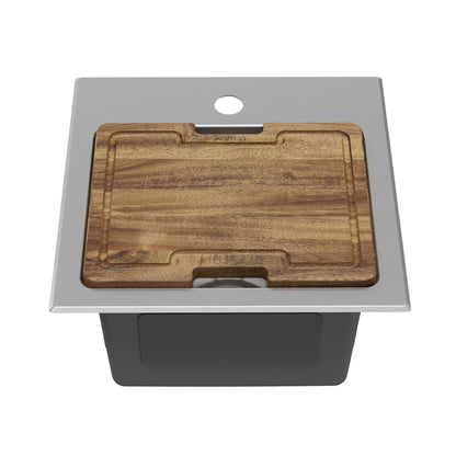 Elite  15" Top Mount 18 Gauge Single Bowl Stainless Steel Bar Kitchen Sink