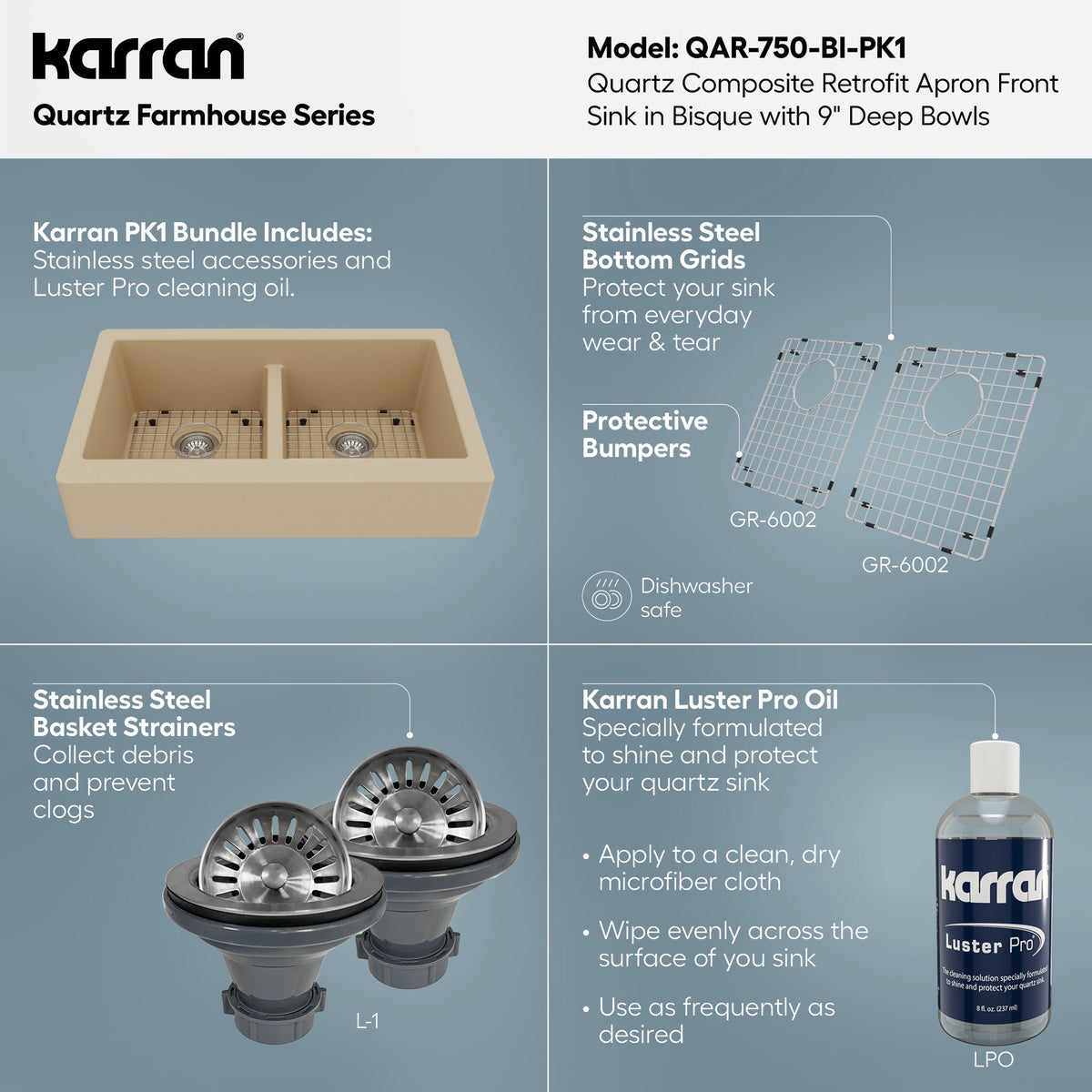 34" Retrofit Farmhouse Double Equal Bowl Quartz Composite Kitchen Sink Kit In Bisque