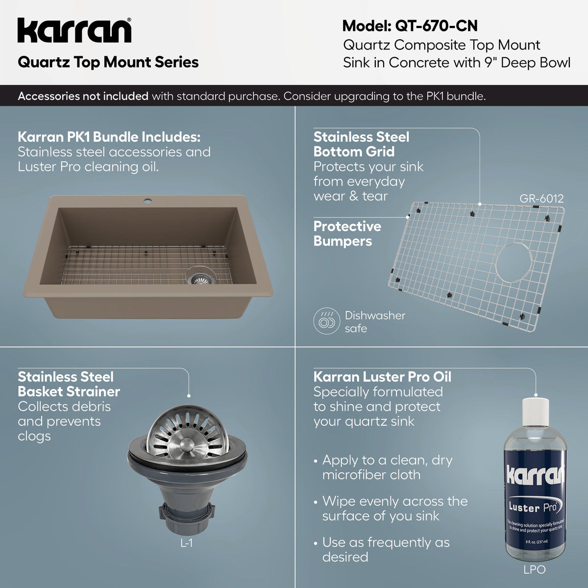 33" Top Mount Large Single Bowl Quartz Composite Kitchen Sink In Concrete