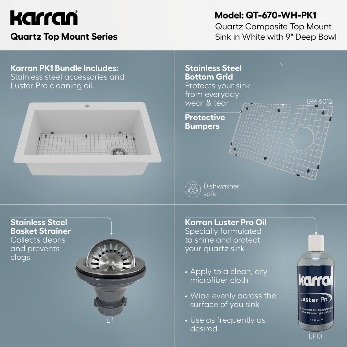 33" Top Mount Large Single Bowl Quartz Composite Kitchen Sink Kit In White