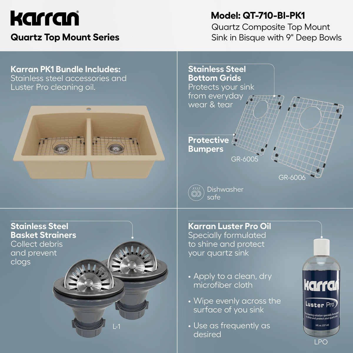 33" Top Mount Double Equal Bowl Quartz Composite Kitchen Sink Kit In Bisque