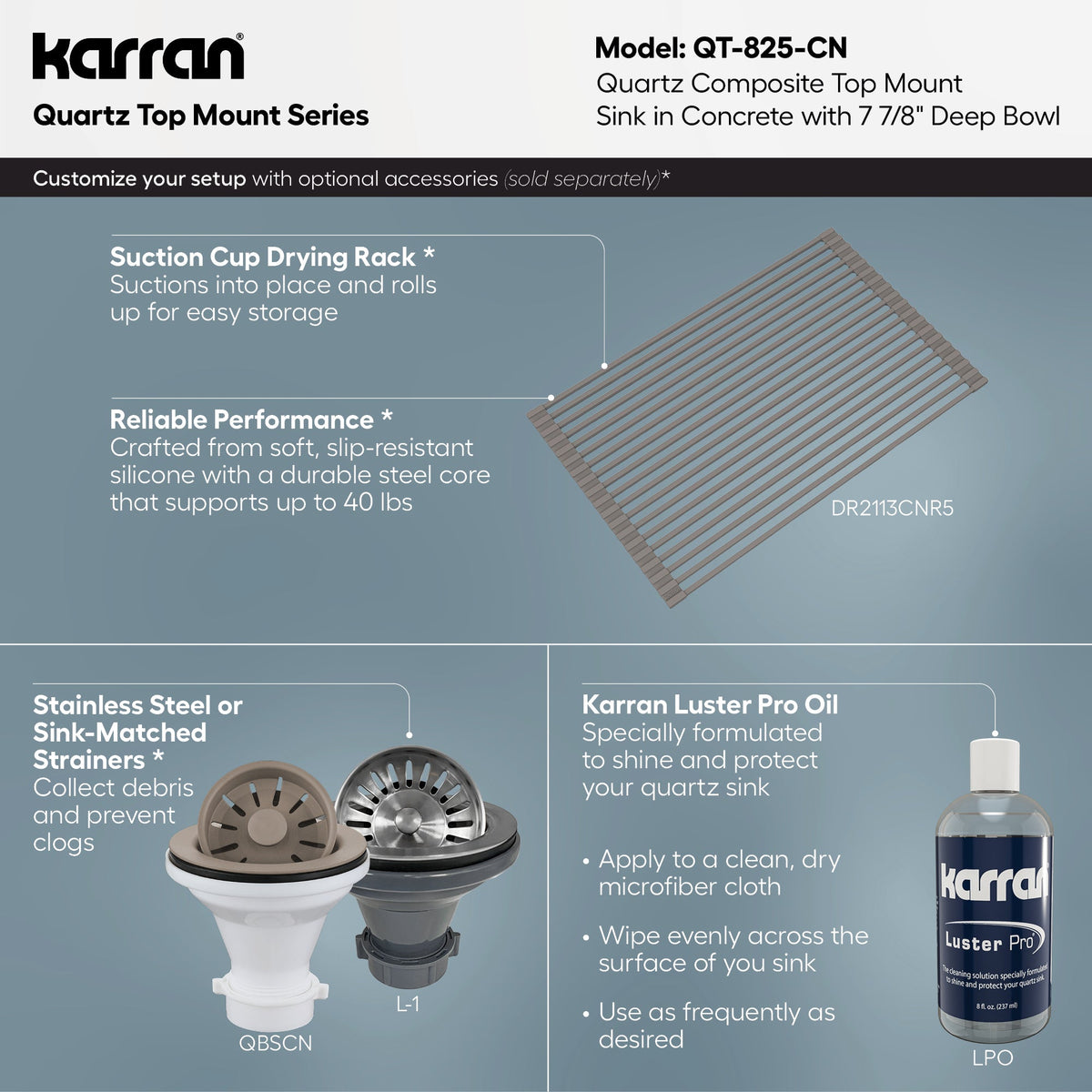 15-3/4" Top Mount Quartz Composite Bar/Prep Sink In Concrete