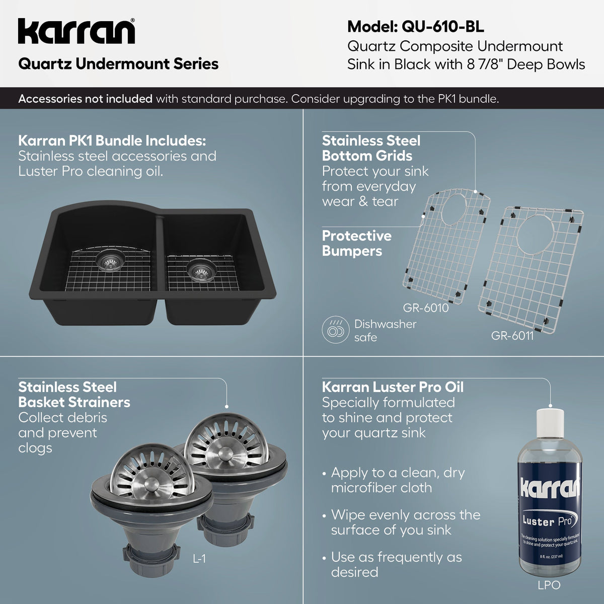 32-1/4" Undermount Double Offset Bowl Quartz Composite Kitchen Sink In Black