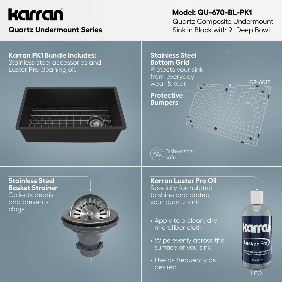 31-5/8" Undermount Large Single Bowl Quartz Composite Kitchen Sink Kit In Black