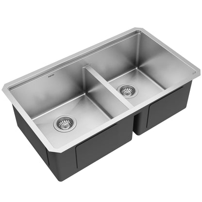 Elite 32" Undermount Workstation 16 Gauge Double Bowl Stainless Steel Kitchen Sink with Scottsdale Pull-Down Faucet