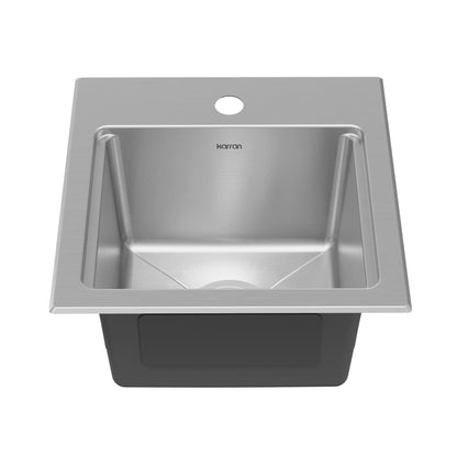 Elite  15" Top Mount 18 Gauge Single Bowl Stainless Steel Bar Kitchen Sink