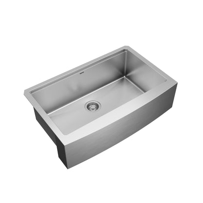 Elite 32" Apron Front Workstation 16 Gauge Single Bowl Stainless Steel Kitchen Sink with Scottsdale Pull-Down Faucet