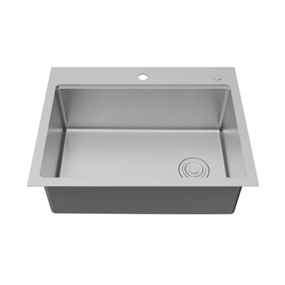 Fusion 28" Top Mount Workstation 16 Gauge Single Bowl Stainless Steel Sink with Accessories