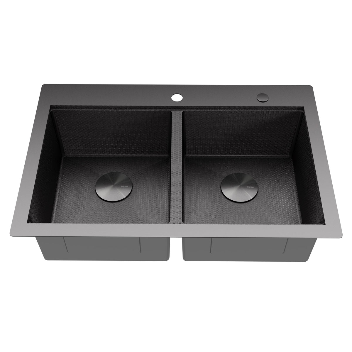 Matrix 33" Top Mount Workstation 16 Gauge Double Bowl Stainless Steel Kitchen Sink In Gunmetal Grey with Accessories