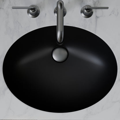 19" Seamless Undermount Quartz Composite Bathroom Sink In Black