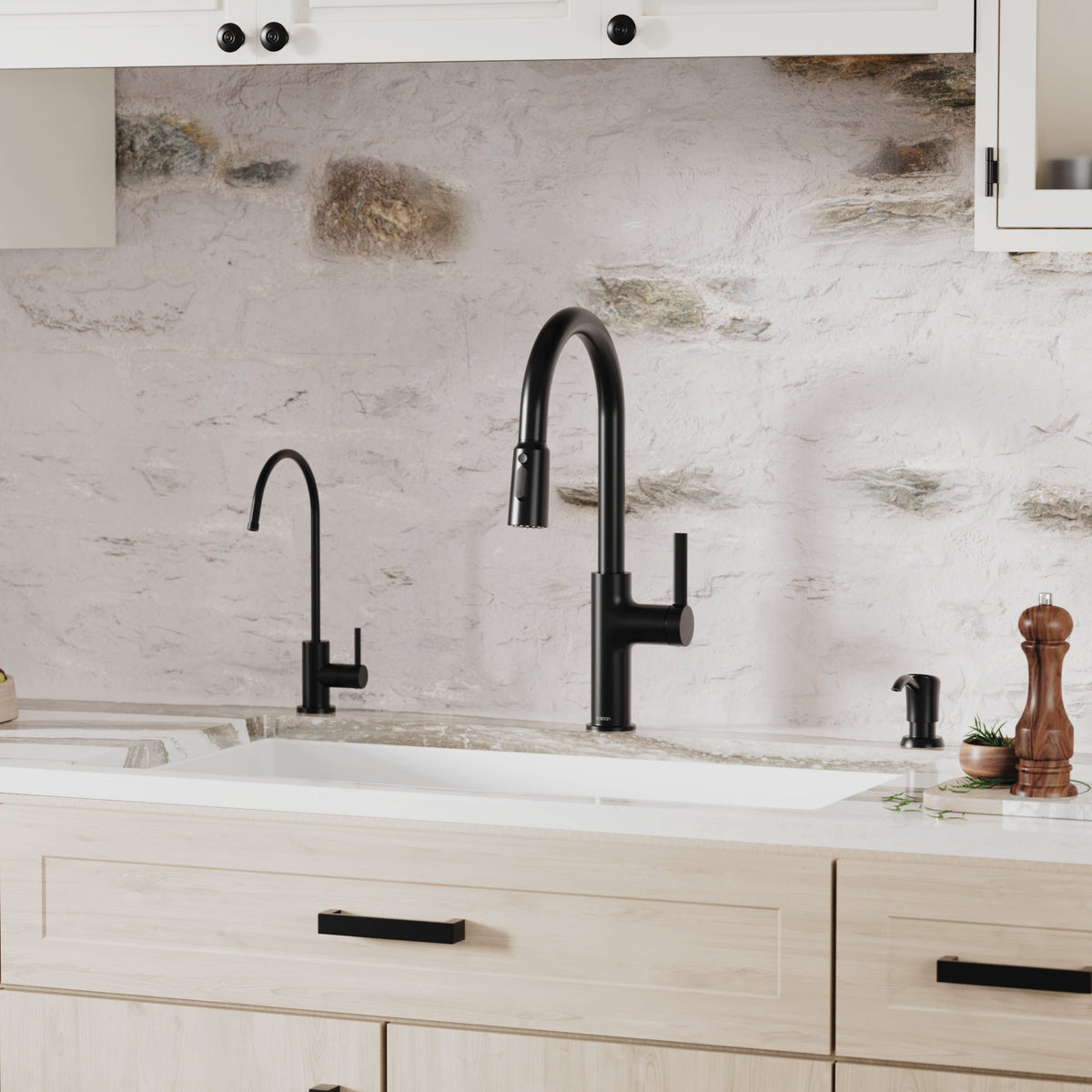 32-3/8" Undermount Double Equal Bowl Quartz Composite Kitchen Sink Kit In White