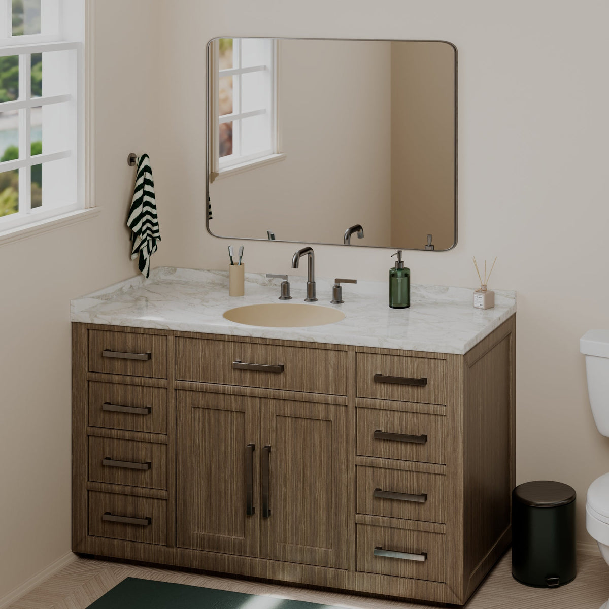 19" Seamless Undermount Quartz Composite Bathroom Sink In Bisque