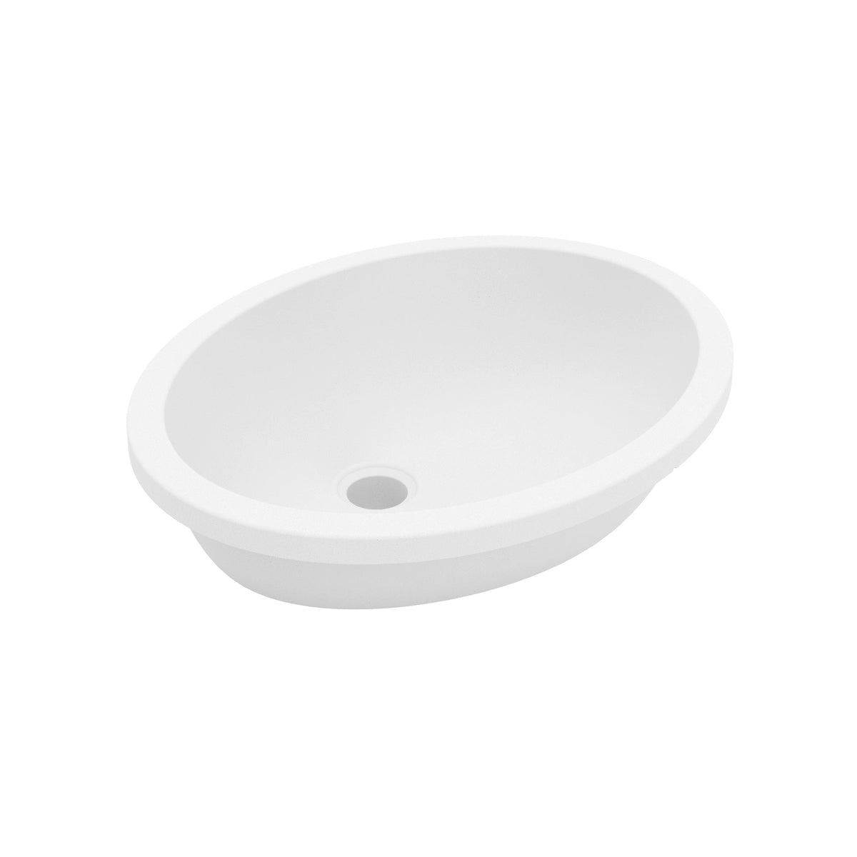 19" Seamless Undermount Quartz Composite Bathroom Sink In White